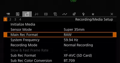 Canon camera menu example